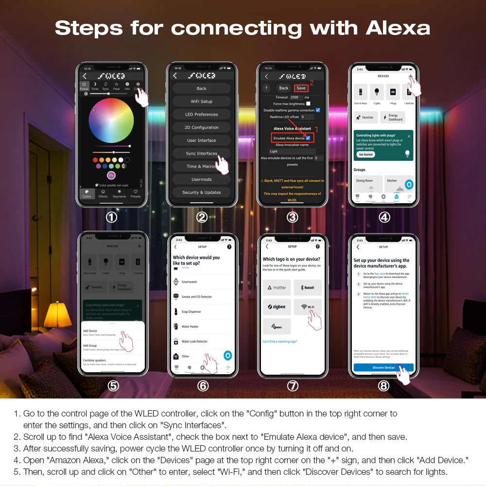 WLED Smart WIFI RGBIC LED Strip Light Waterproof Outdoor RGB Lamp Music Sync APP Control for Alexa Google Home 10 15 20 30 40 M