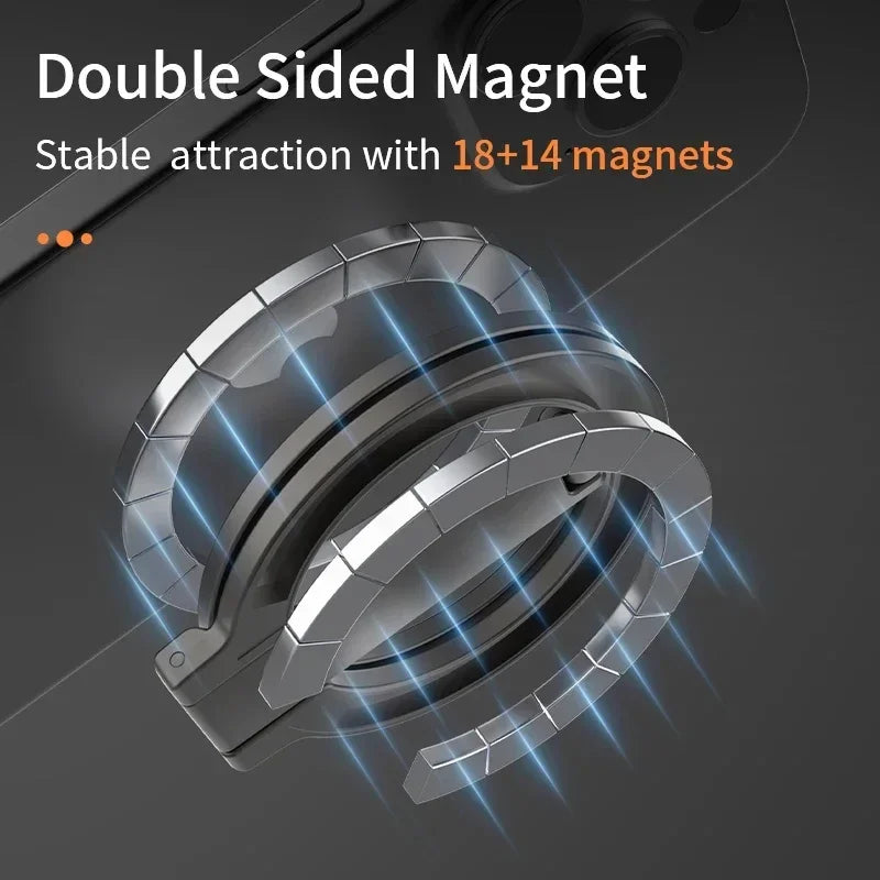 For Magsafe Double-Sided Magnetic Phone Ring Holder Compatible for Iphone 17/15/14/13/12 Huawei Xiaomi - Stand Grip Accessory