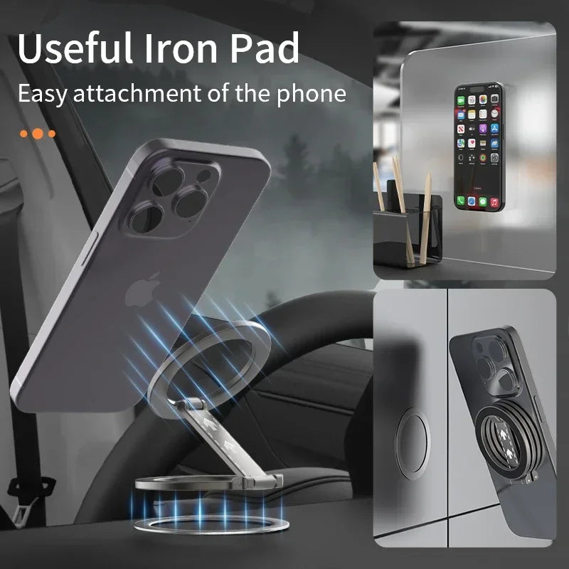 For Magsafe Double-Sided Magnetic Phone Ring Holder Compatible for Iphone 17/15/14/13/12 Huawei Xiaomi - Stand Grip Accessory