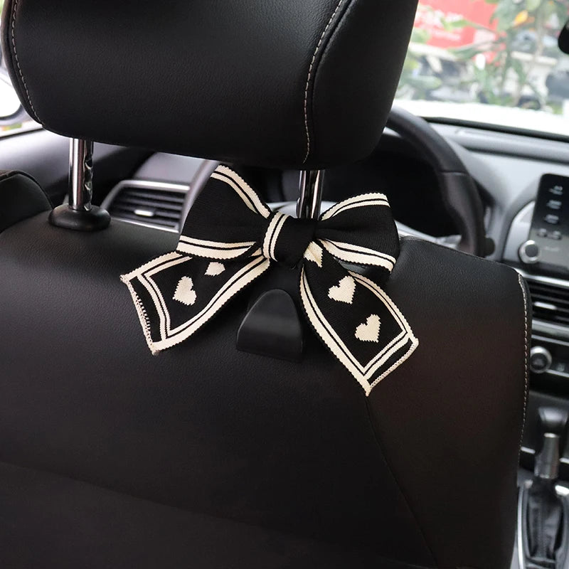 Universal Lover Bowknot Car Hooks Seat Back Vehicle Headrest Organizer Storage Hanger Groceries Handbag Women Car Accessories