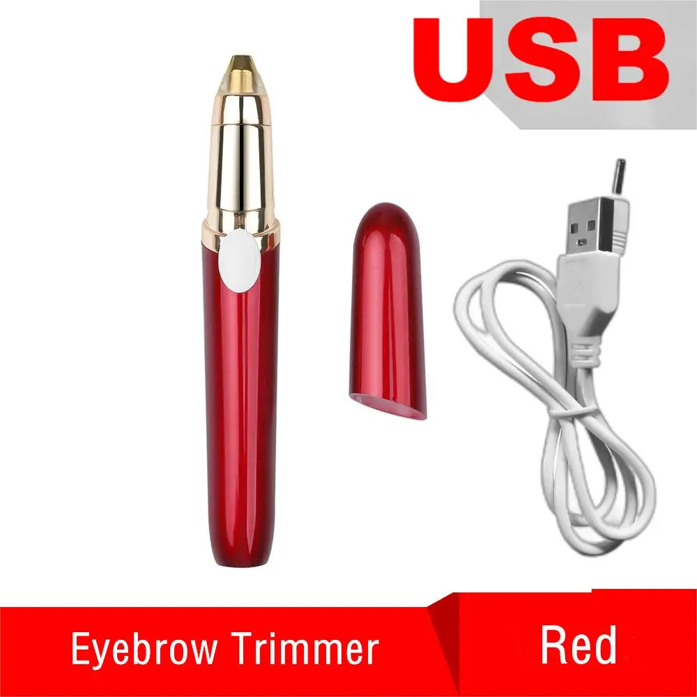 Electric Eyebrow Trimmer Usb Rechargeable Eye Brow Epilator Women Mini Lipstick Shaper Shaver Painless Razor Facial Hair Remover