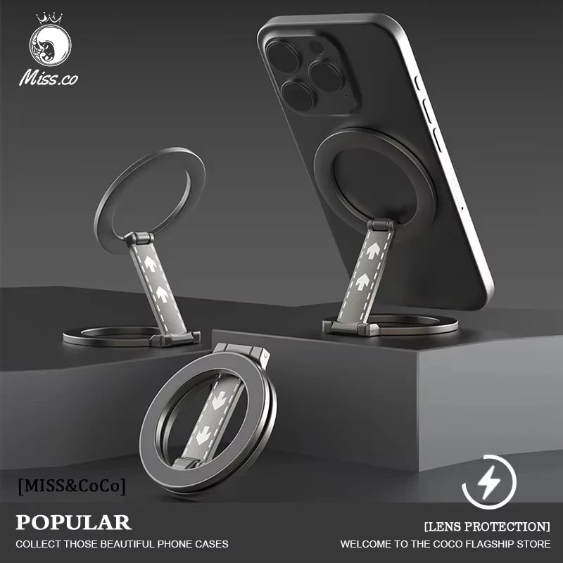 For Magsafe Double-Sided Magnetic Phone Ring Holder Compatible for Iphone 17/15/14/13/12 Huawei Xiaomi - Stand Grip Accessory