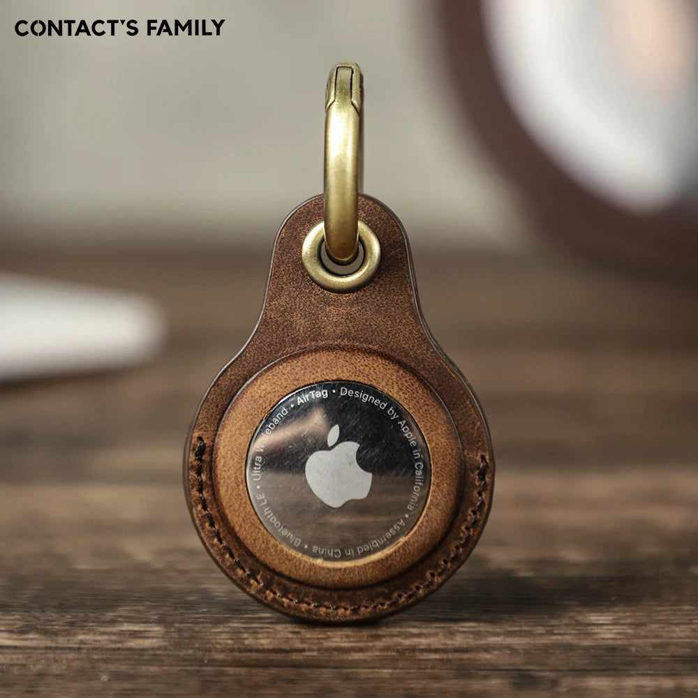 Genuine Leather Key Ring for Airtag Case Locator Tracker Anti-Lost Device Keychain Holder Cover for Apple Airtag Accessories