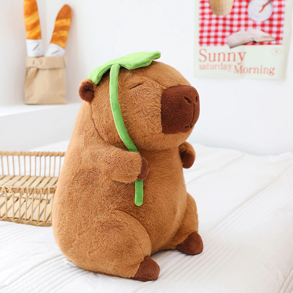 Cartoon Lotus Leaf Capybara Plush Toy Kawaii Simulation Animal Plushies Soft Stuffed Doll Big Size Pillow Girls Birthday Gift