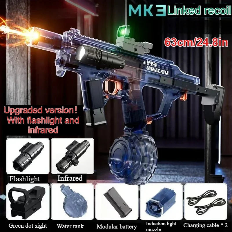 Summer Outdoor Adult Electric Shooting Water Gun Toy, Fully Automatic Large 1L Water Pistol MK3 Powerful Water Spray Boy Gifts