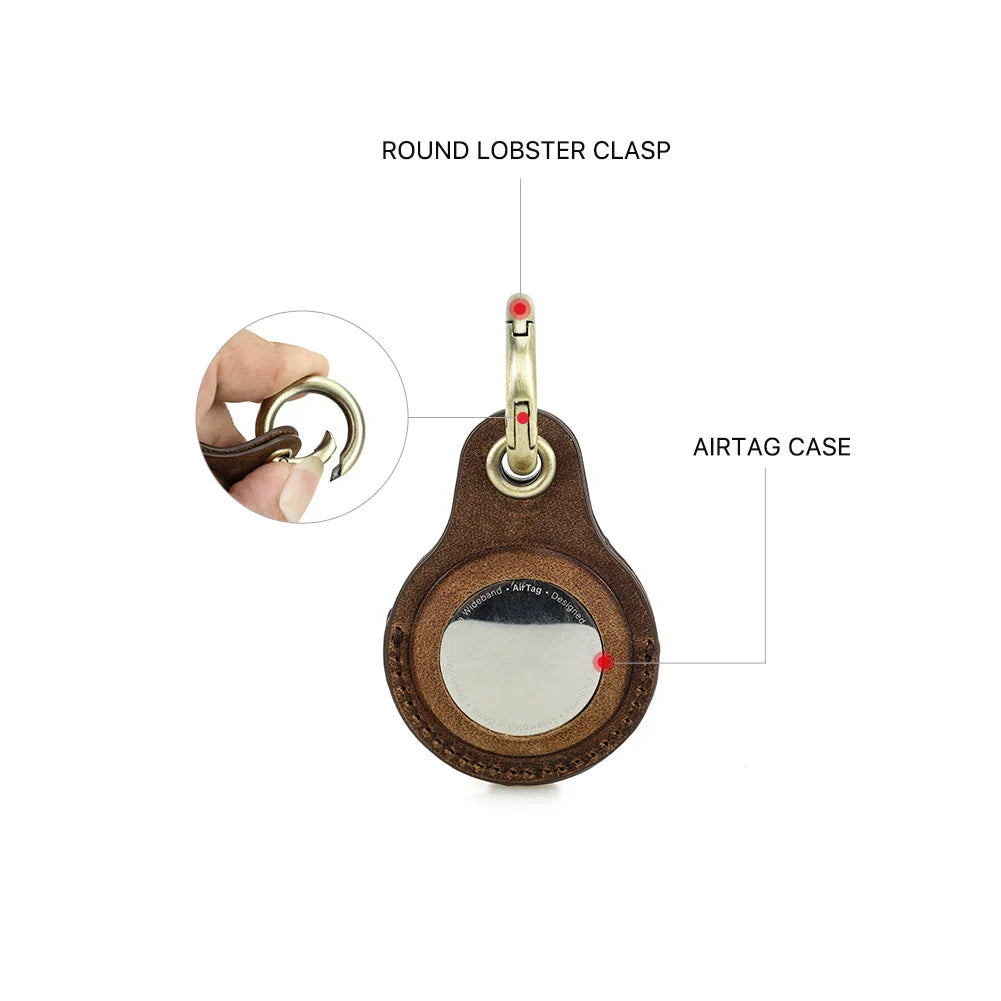Genuine Leather Key Ring for Airtag Case Locator Tracker Anti-Lost Device Keychain Holder Cover for Apple Airtag Accessories