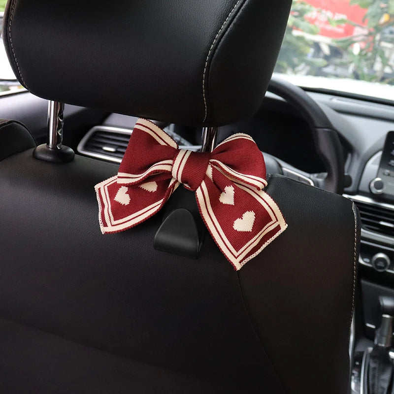 Universal Lover Bowknot Car Hooks Seat Back Vehicle Headrest Organizer Storage Hanger Groceries Handbag Women Car Accessories