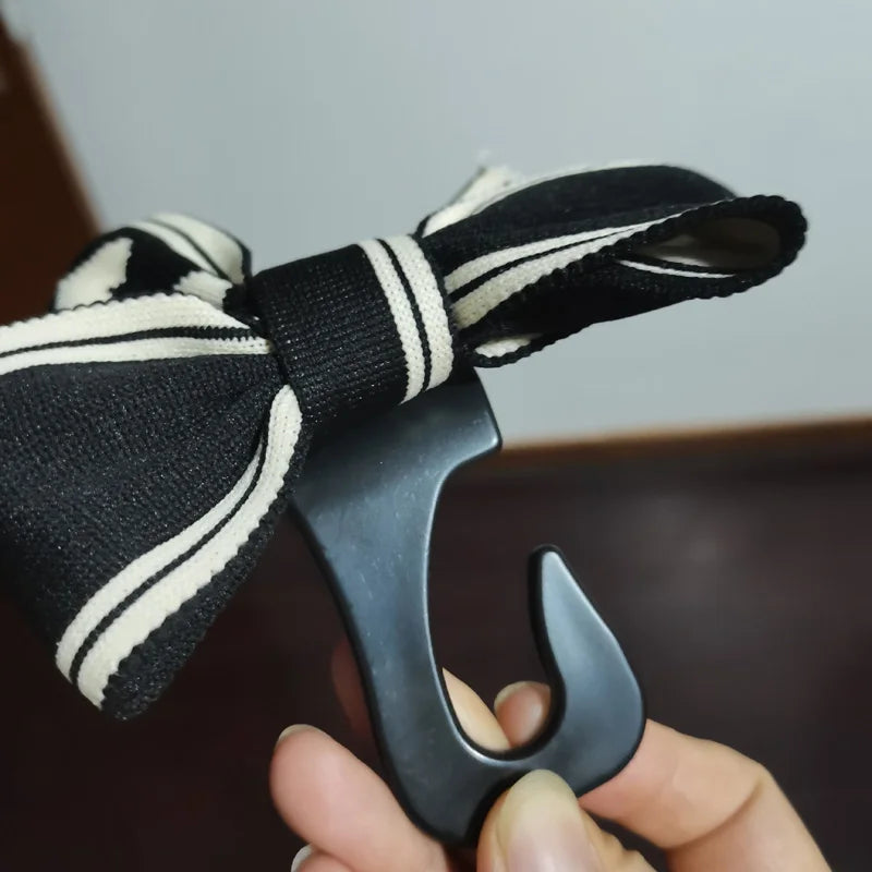 Universal Lover Bowknot Car Hooks Seat Back Vehicle Headrest Organizer Storage Hanger Groceries Handbag Women Car Accessories